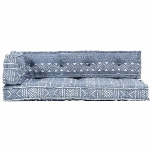 Pernă de canapea din paleți, indigo, textil, petice