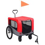 Remorcă bicicletă & cărucior 2-în-1 pentru animale, roșu și gri