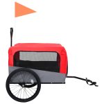 Remorcă bicicletă & cărucior 2-în-1 pentru animale, roșu și gri