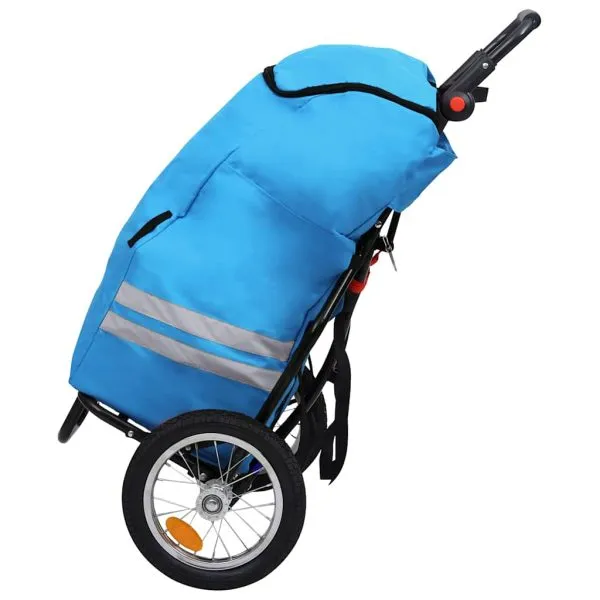 Remorcă bicicletă pliabilă cu geantă cumpărături albastru/negru