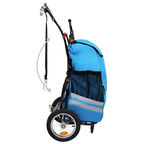 Remorcă bicicletă pliabilă cu geantă cumpărături albastru/negru