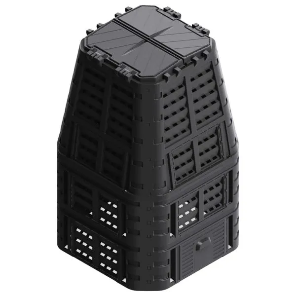 Compostor de grădină, negru, 93,3×93,3×146 cm, 1000 L