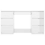 Birou de scris, alb extralucios, 140x50x77 cm, lemn prelucrat