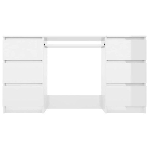 Birou de scris, alb extralucios, 140x50x77 cm, lemn prelucrat