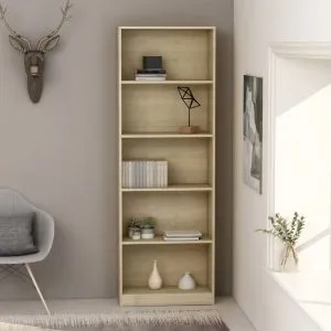 Bibliotecă 5 rafturi stejar sonoma 60x24x175 cm, lemn prelucrat