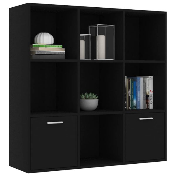 Bibliotecă, negru, 98 x 30 x 98 cm, lemn prelucrat