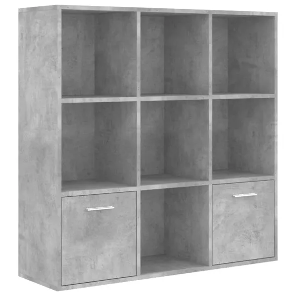 Bibliotecă, gri beton, 98x30x98 cm, lemn compozit
