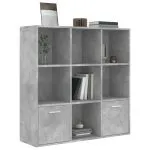 Bibliotecă, gri beton, 98x30x98 cm, lemn compozit
