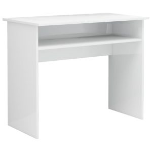 Birou, alb extralucios, 90 x 50 x 74 cm, lemn prelucrat