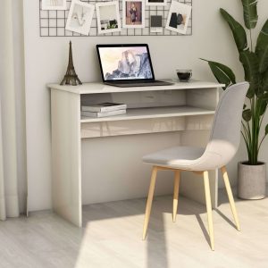 Birou, alb extralucios, 90 x 50 x 74 cm, lemn prelucrat