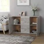 Dulap, gri beton, 120 x 35,5 x 75 cm, lemn prelucrat
