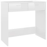 Birou, alb extralucios, 80 x 40 x 75 cm, lemn prelucrat