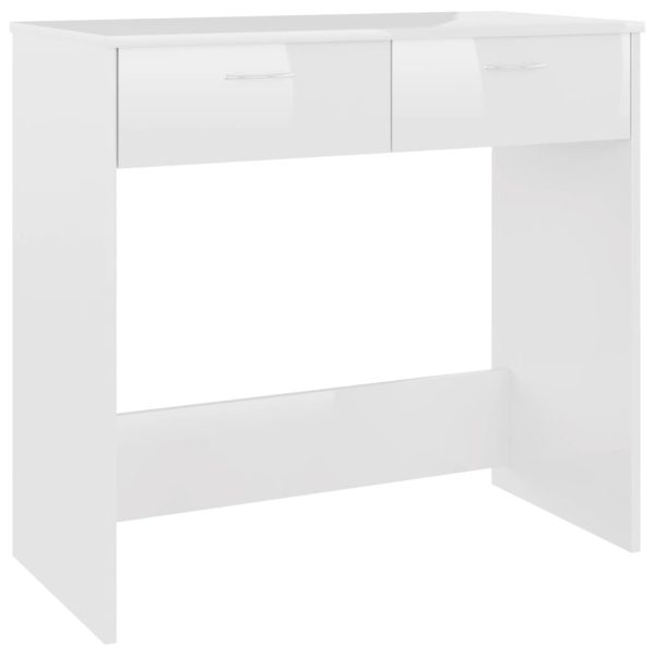 Birou, alb extralucios, 80 x 40 x 75 cm, lemn prelucrat