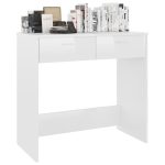 Birou, alb extralucios, 80 x 40 x 75 cm, lemn prelucrat