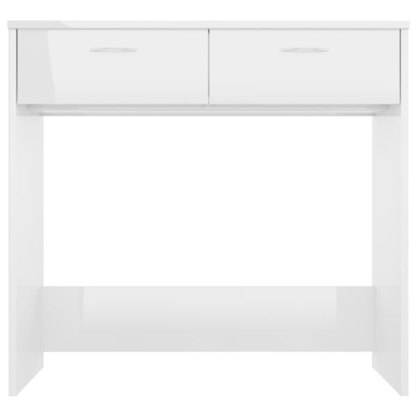 Birou, alb extralucios, 80 x 40 x 75 cm, lemn prelucrat
