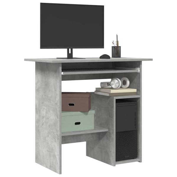 Birou, gri beton, 80x45x74 cm, lemn prelucrat