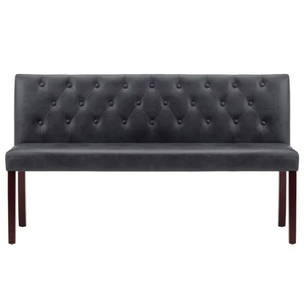 Bancă, gri, 148,5 cm, velur ecologic