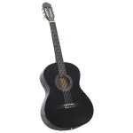 Chitară clasică începători, negru, 4/4 39″, lemn de tei
