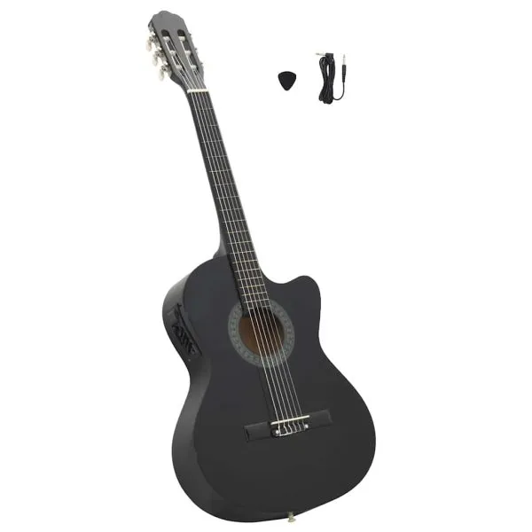 Chitară clasică occidentală cu egalizator, 6 corzi, negru
