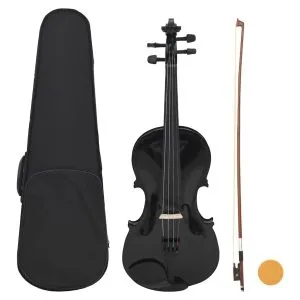 Set complet vioară cu arcuș și suport bărbie, negru 4/4