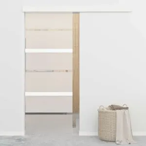 Ușă glisantă, argintiu, 76 x 212 cm, sticlă ESG și aluminiu