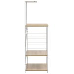 Dulap microunde, alb/stejar, 60×39,6×123 cm, lemn prelucrat