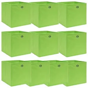 Cutii depozitare, 10 buc., verde, 32x32x32 cm, textil