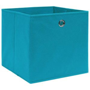 Cutii de depozitare, 4 buc., bleu, 32x32x32 cm, textil