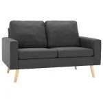 Canapea cu 2 locuri, gri închis, material textil