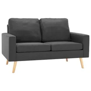 Canapea cu 2 locuri, gri închis, material textil