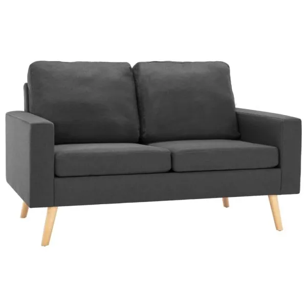 Canapea cu 2 locuri, gri închis, material textil