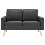 Canapea cu 2 locuri, gri închis, material textil