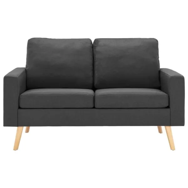 Canapea cu 2 locuri, gri închis, material textil