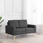 Canapea cu 2 locuri, gri închis, material textil