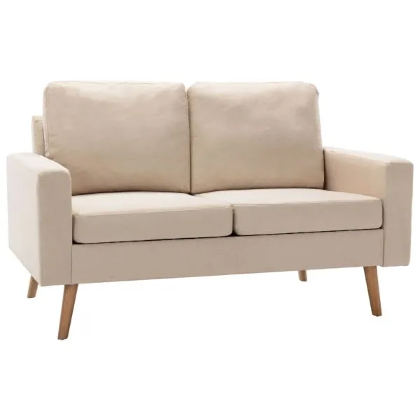 Canapea cu 2 locuri, crem, material textil