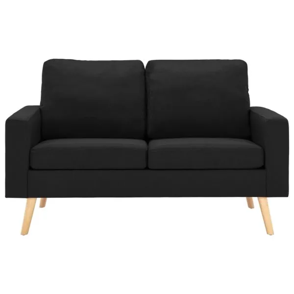 Canapea cu 2 locuri, negru, material textil