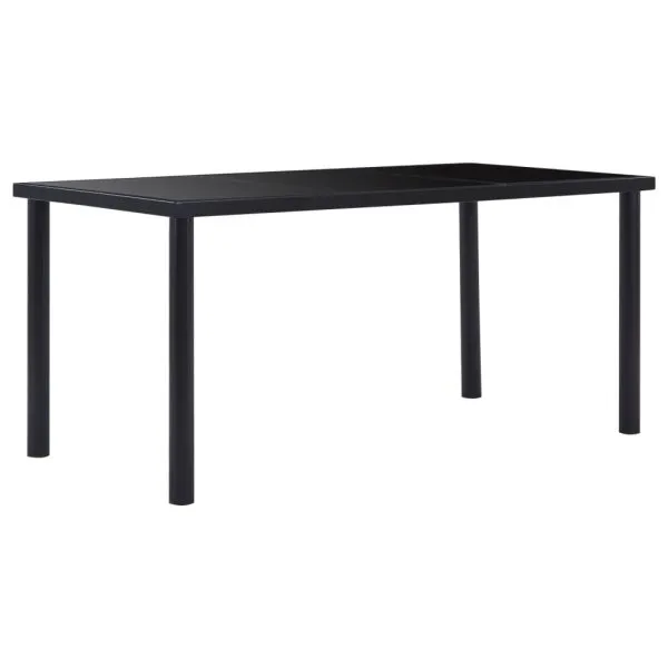 Set mobilier de bucătărie, 7 piese, negru, piele ecologică