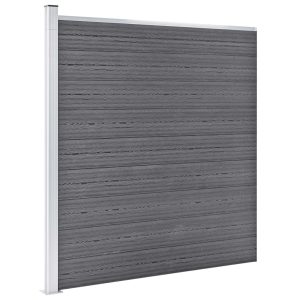Set panouri gard, 7 pătrate + 1 oblic, gri, 1311×186 cm, WPC