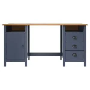 Birou Hill, gri, 150x50x74 cm, lemn masiv de pin