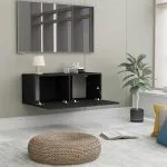 Comodă TV, negru, 80 x 30 x 30 cm, lemn prelucrat