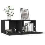 Comodă TV, negru, 80 x 30 x 30 cm, lemn prelucrat