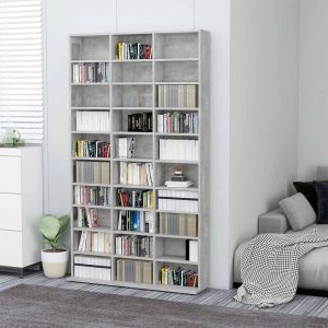Dulap pentru CD-uri, gri beton, 102x16x177,5 cm, lemn compozit