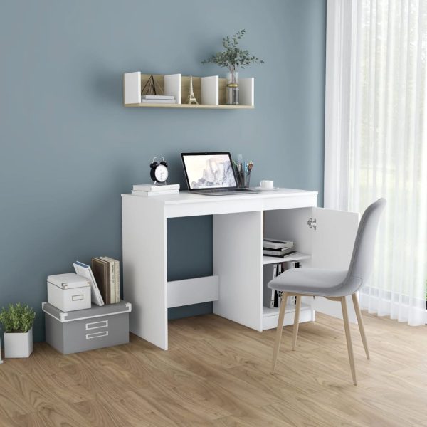 Birou, alb, 100x50x76 cm, lemn prelucrat