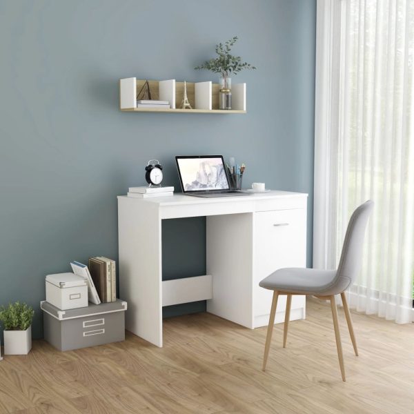 Birou, alb, 100x50x76 cm, lemn prelucrat