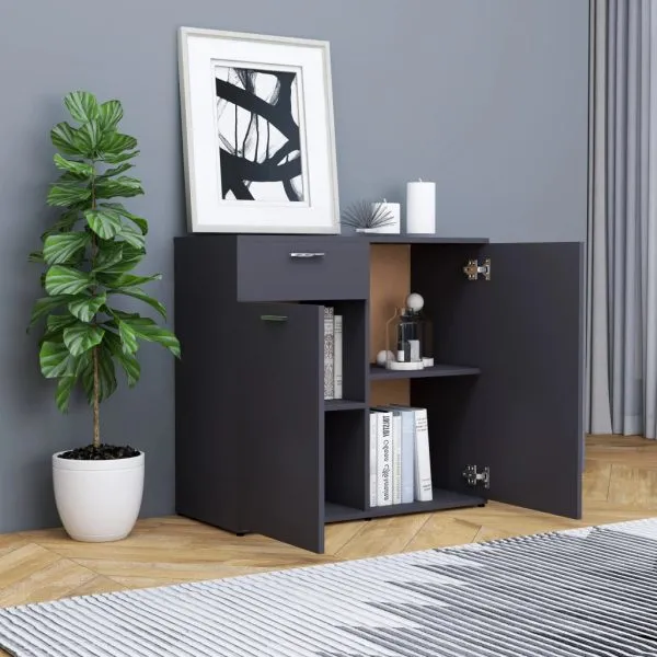 Dulap, gri, 80x36x75 cm, lemn prelucrat