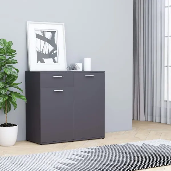 Dulap, gri, 80x36x75 cm, lemn prelucrat