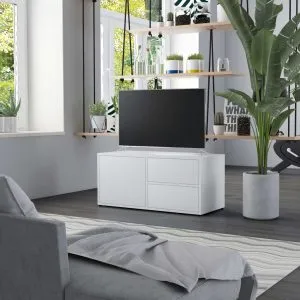 Dulap TV, alb, 80 x 34 x 36 cm, lemn prelucrat