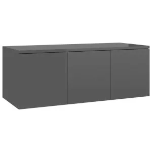 Dulap TV, gri extralucios, 80x34x30 cm, lemn prelucrat