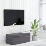 Dulap TV, gri extralucios, 80x34x30 cm, lemn prelucrat