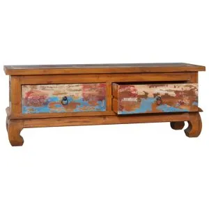 Comodă TV, 110 x 35 x 40 cm, lemn reciclat de tec
